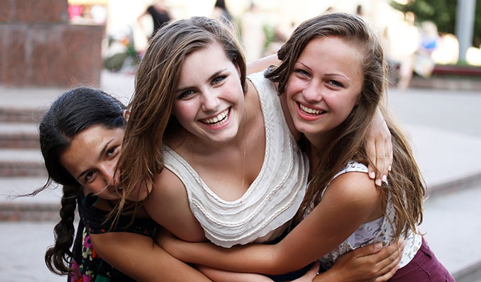 Girls at a therapeutic boarding school laughing